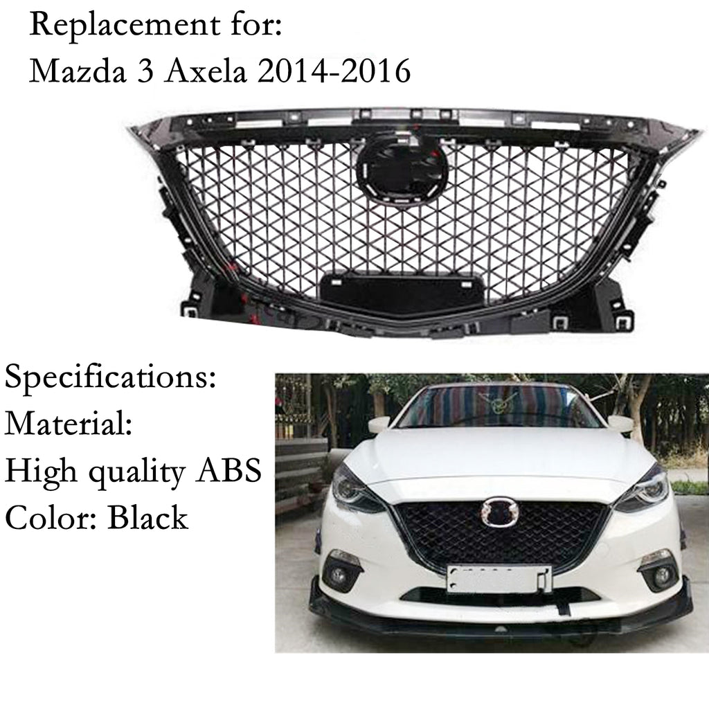 Labwork Front Grille Honeycomb Grill Black Plastic Trim For Mazda 3 Axela 2014-2016