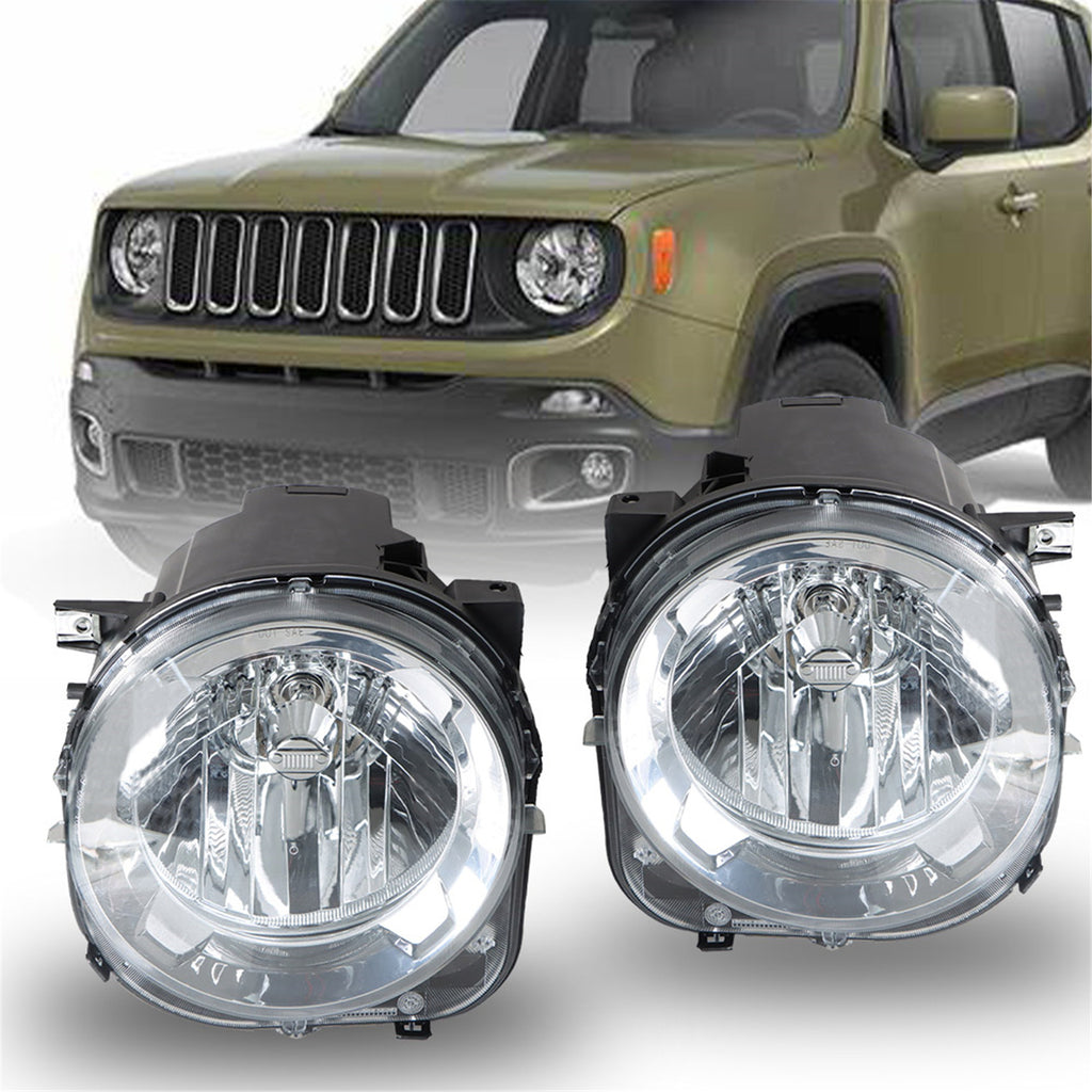 labwork Headlight Assembly, Compatible Replacement for 2015-2018 Jeep Renegade Projector Headlamp for Driver and Passenger Side