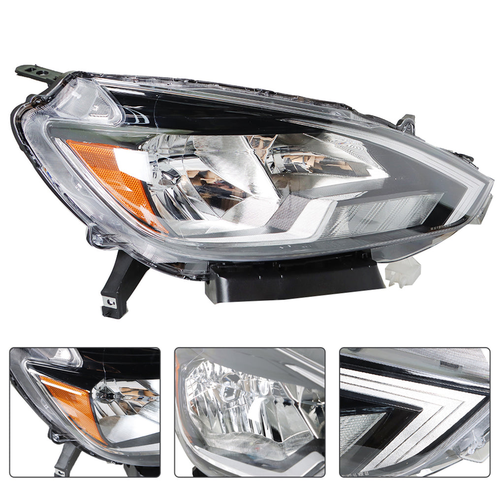 Headlights Replacement for 2016-2019 Nissan Sentra Halogen Type Projector Headlights Lamps Assembly Pair Left + Right (Passenger + Driver) Side