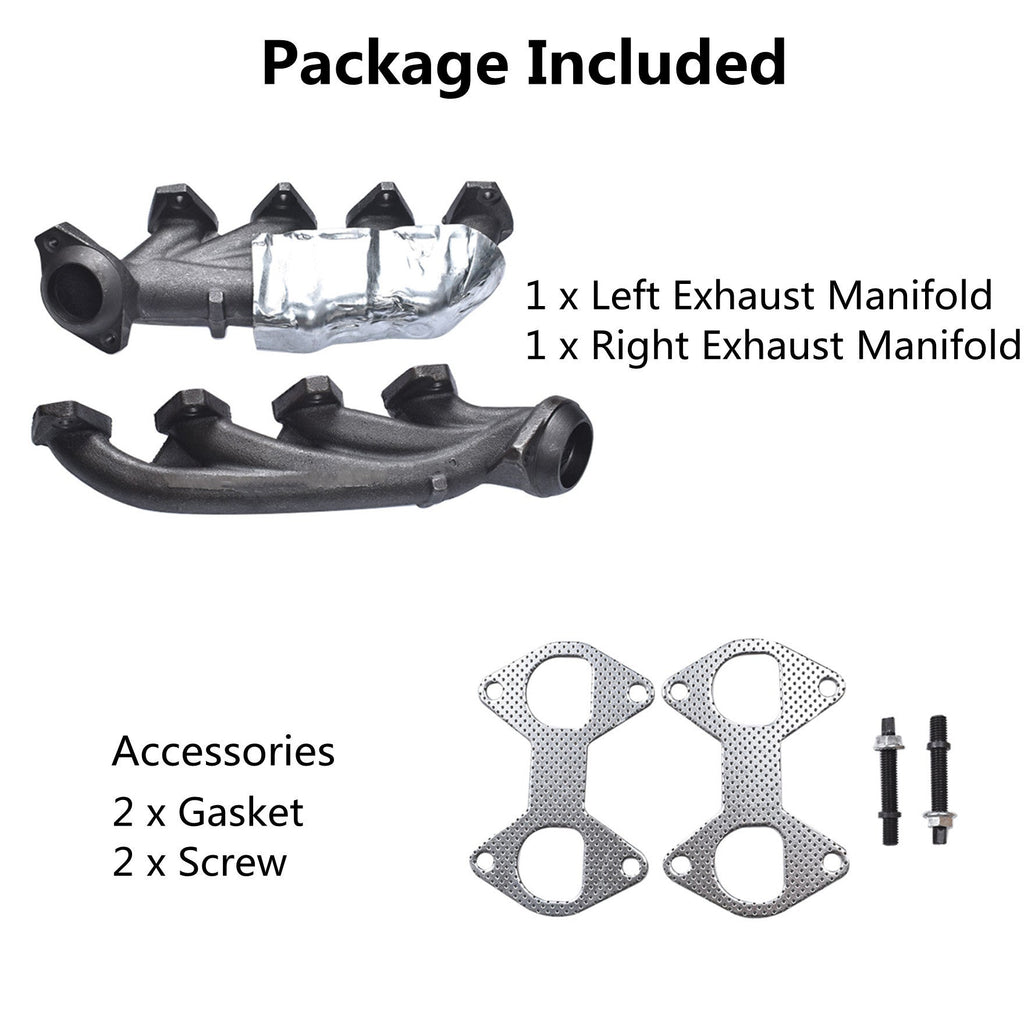 1 Pair Left Right RH Side Exhaust Manifold & Gasket Kit For Ford Truck 5.4L V8 Lab Work Auto