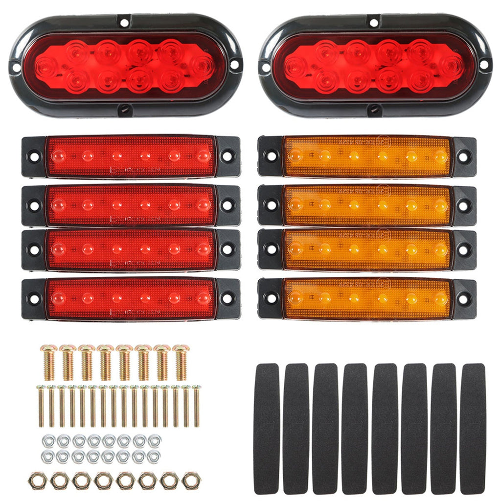 10× LED Upgrade Rear Waterproof Red Truck Boat Trailer Marker Tail Light Kit Lab Work Auto