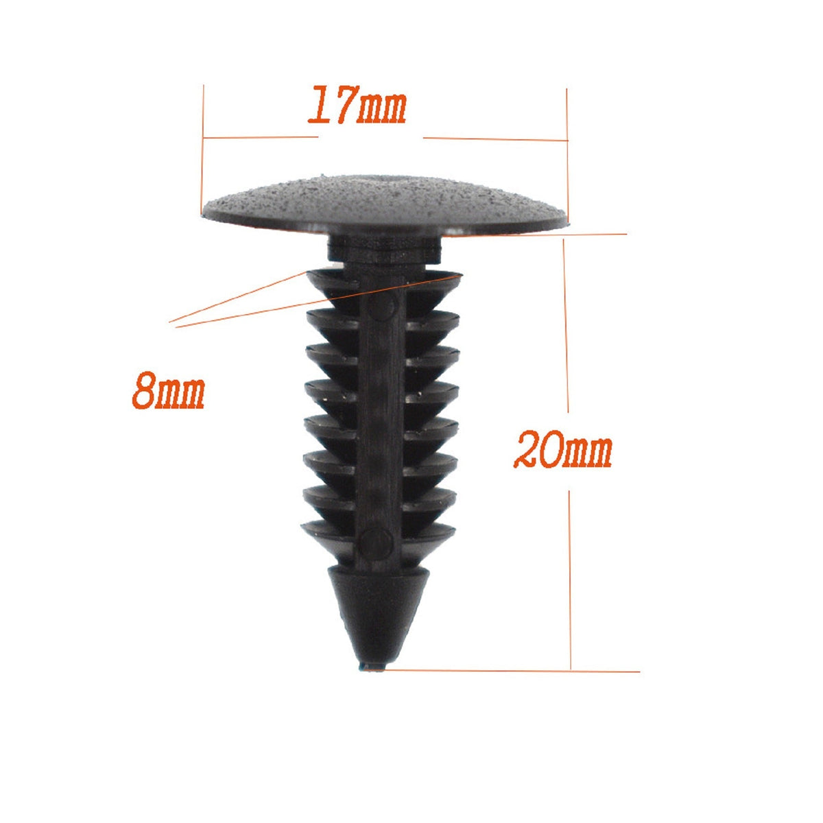 100 Pcs Black Plastic Rivets Fasteners 8mm Dia Hole for Car Auto Bumper Fender Lab Work Auto