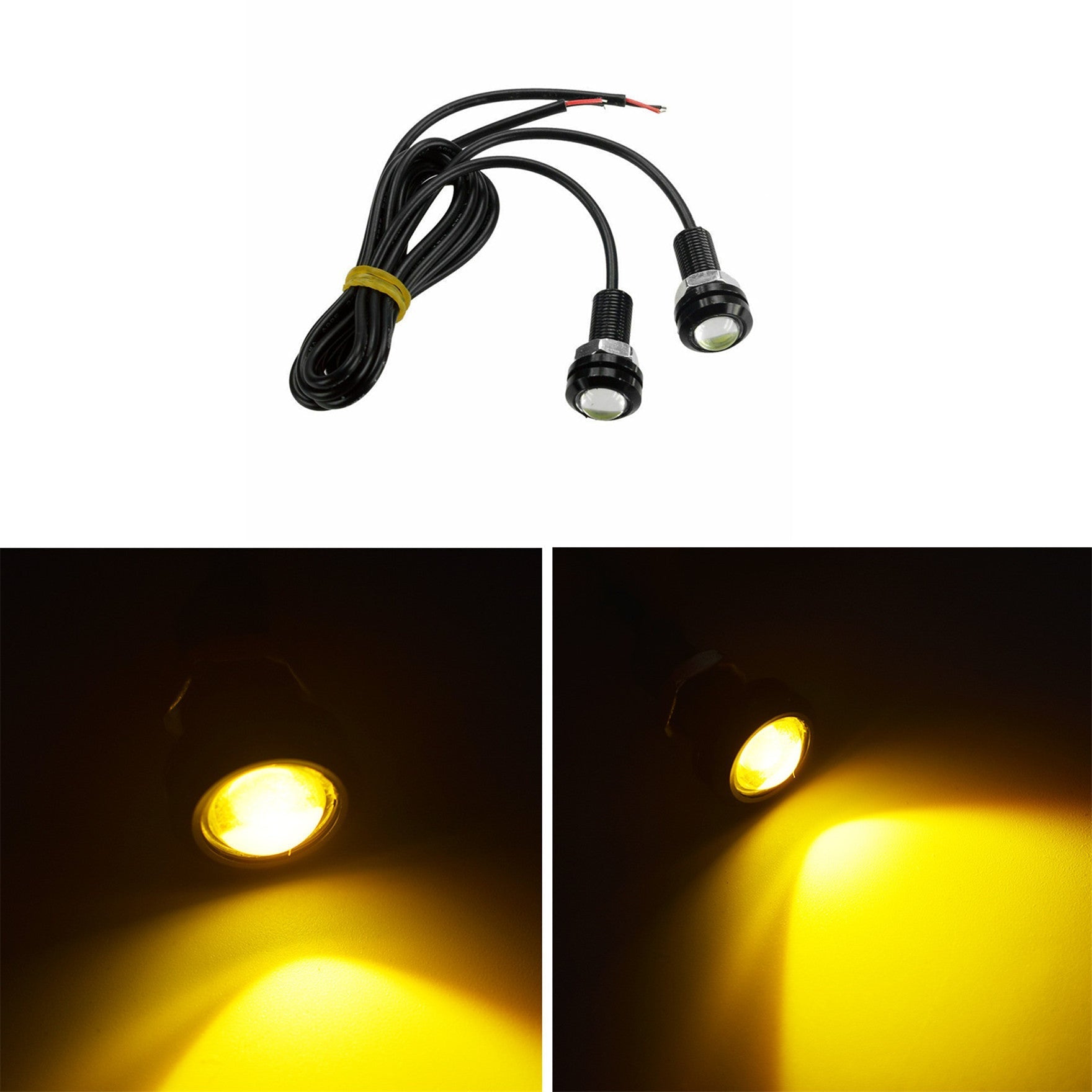 10PCS Amber Yellow 18MM Eagle Eye 9W LED Fog DRL Reverse Backup Light Car Motor Lab Work Auto