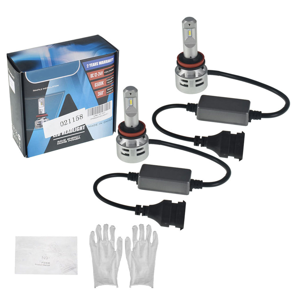 labwork 2Pcs H11 H9 H8 LED Headlight Bulbs,60W 10000LM 6500K Cool White Super Bright Auto High Beam/Low Beam LED Headlight Conversion Kit