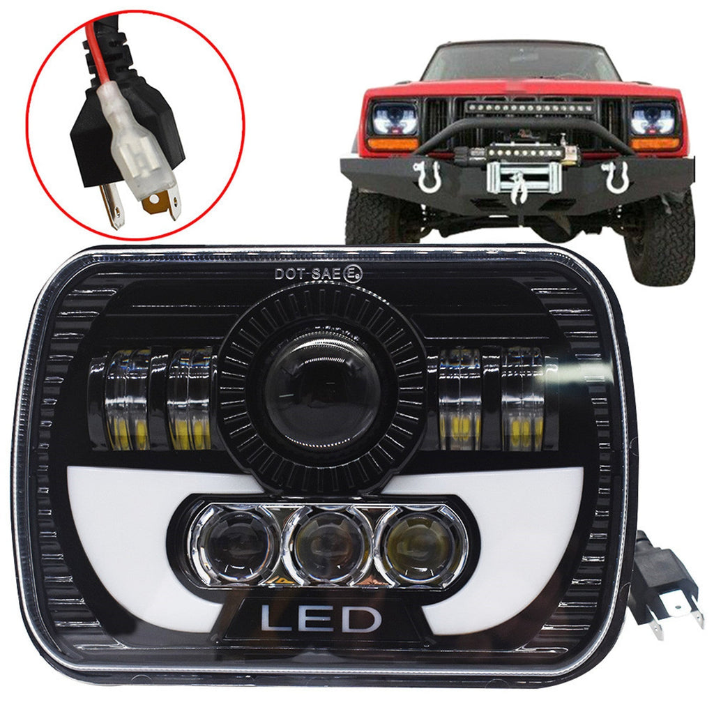 120W LED Headlight DRL Fit For 1986-1995 Jeep Wrangler YJ 1984-2001 Cherokee XJ Lab Work Auto