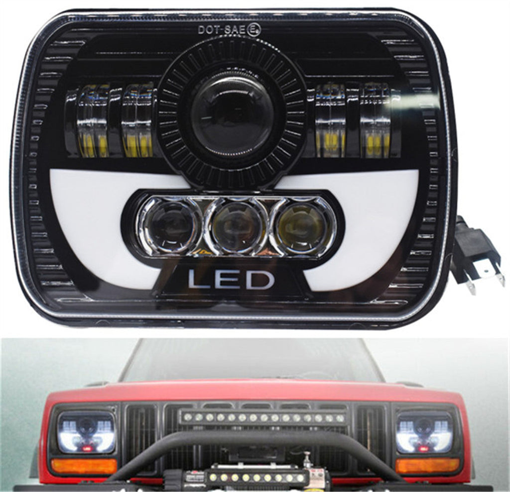 120W LED Headlight DRL Fit For 1986-1995 Jeep Wrangler YJ 1984-2001 Cherokee XJ Lab Work Auto