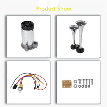 Load image into Gallery viewer, 12V Super Loud Air Horn Dual Trumpet Truck Boat Truck Car Kit Compressor 178db Lab Work Auto