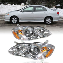 Load image into Gallery viewer, Labwork LH+RH Headlights Fit For 2003-2008 Toyota Corolla Halogen Chrome Lamps