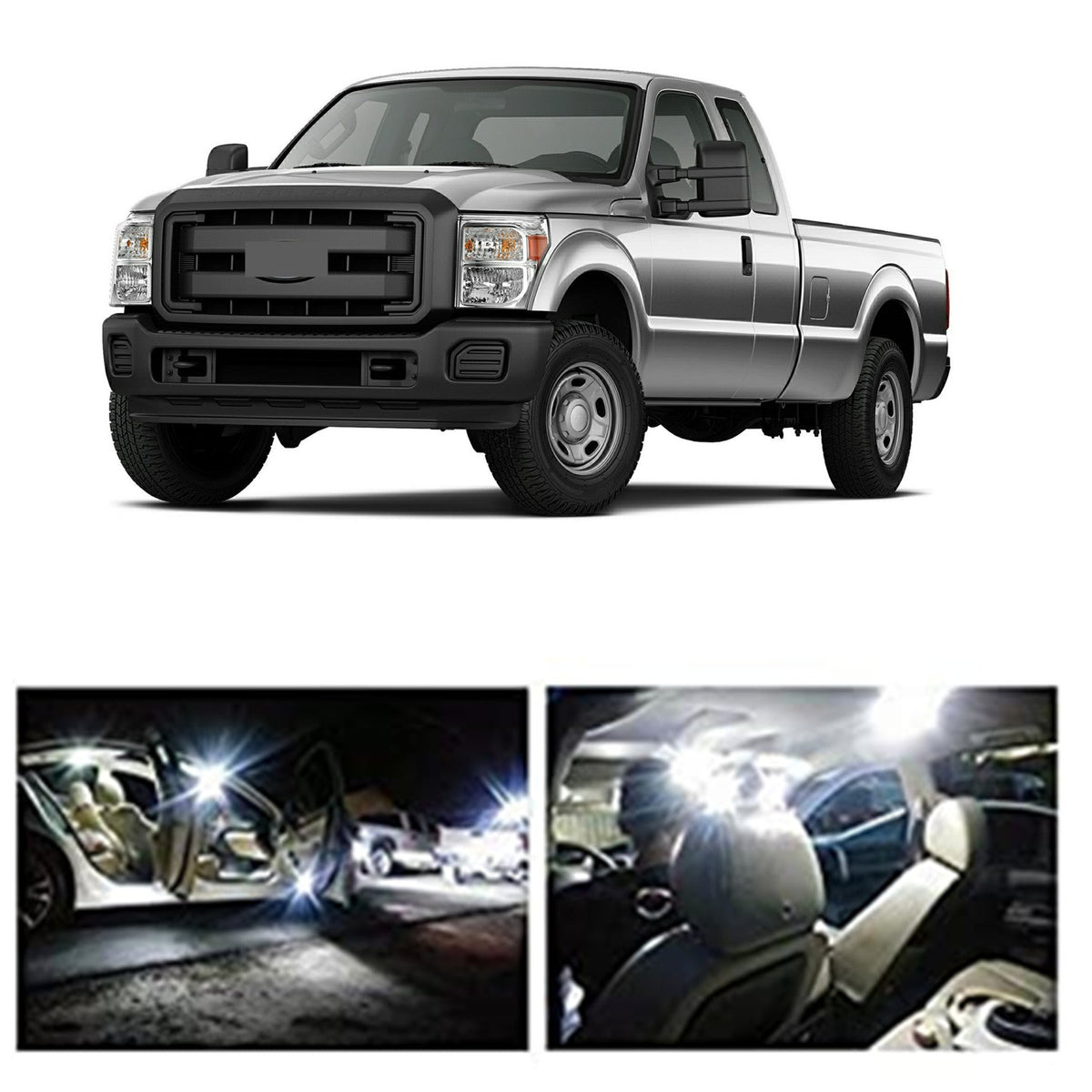 14x White LED light interior package kit For 1999-2016 Ford F250 F350 Super Duty Lab Work Auto
