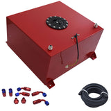 15 Gallon Aluminum Fuel Cell Gas Tank+Cap+Level Sender+Fuel Line Kit Red