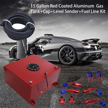 Load image into Gallery viewer, 15 Gallon Aluminum Fuel Cell Gas Tank+Cap+Level Sender+Fuel Line Kit Red Lab Work Auto