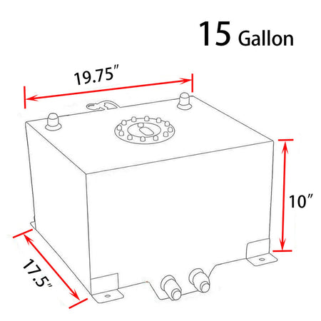 15 Gallon Polished Aluminum Racing Drift Fuel Cell Tank+Level Sender Lab Work Auto