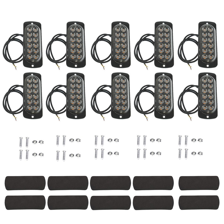 Labwork 10PCS 12v-24v Amber emergency strobe light LED surface mount flashing emergency warning light for truck car head