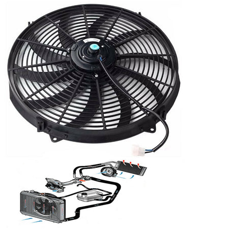 16" Electric Radiator Fan High 3000 CFM Thermostat Wiring Switch Relay Kit 12V Lab Work Auto 