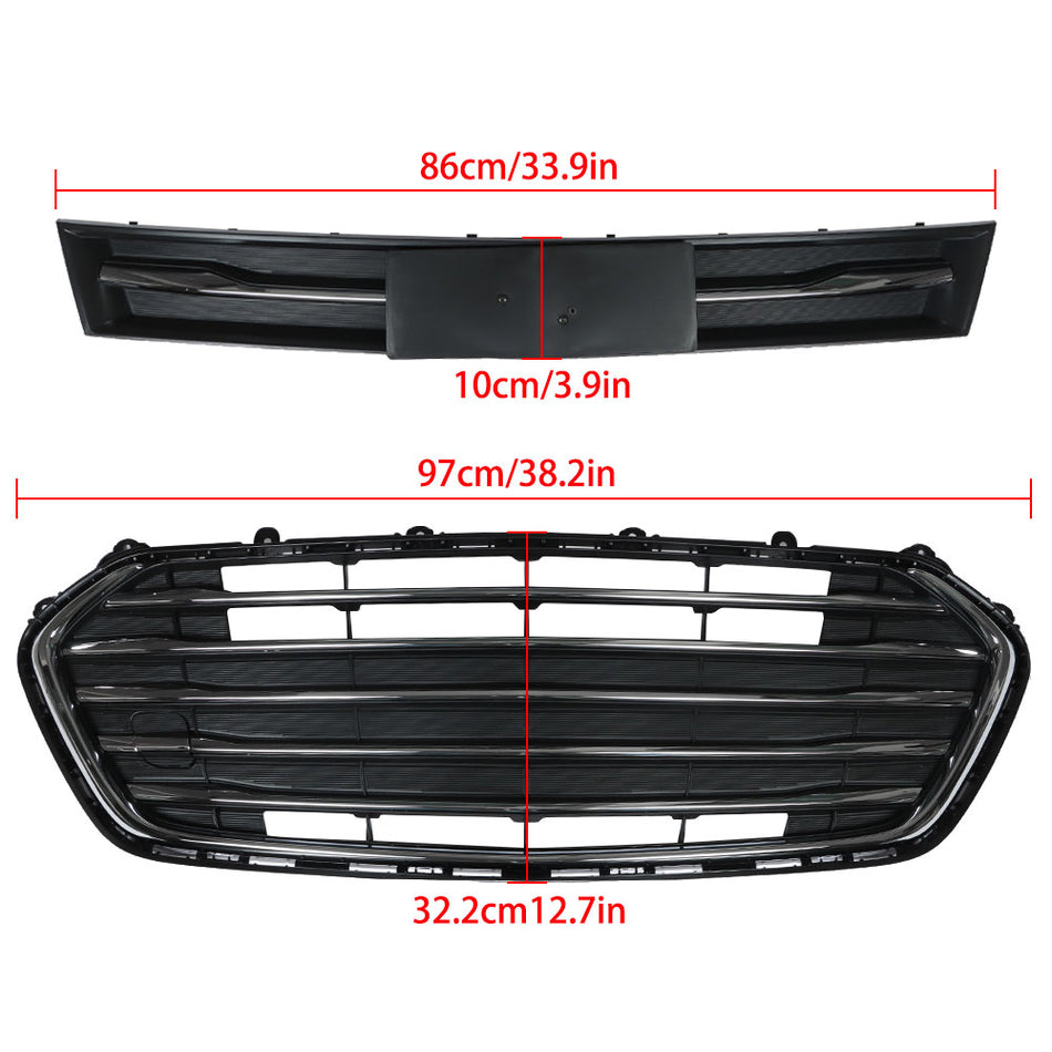 Front Bumper Upper Lower Grille For Chevrolet Trax 2017-2020 Black Plastic Trim