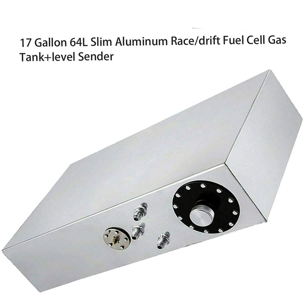 17 GALLON 64L SLIM ALUMINUM RACE/DRIFT FUEL CELL GAS TANK+LEVEL SENDER NEW Lab Work Auto