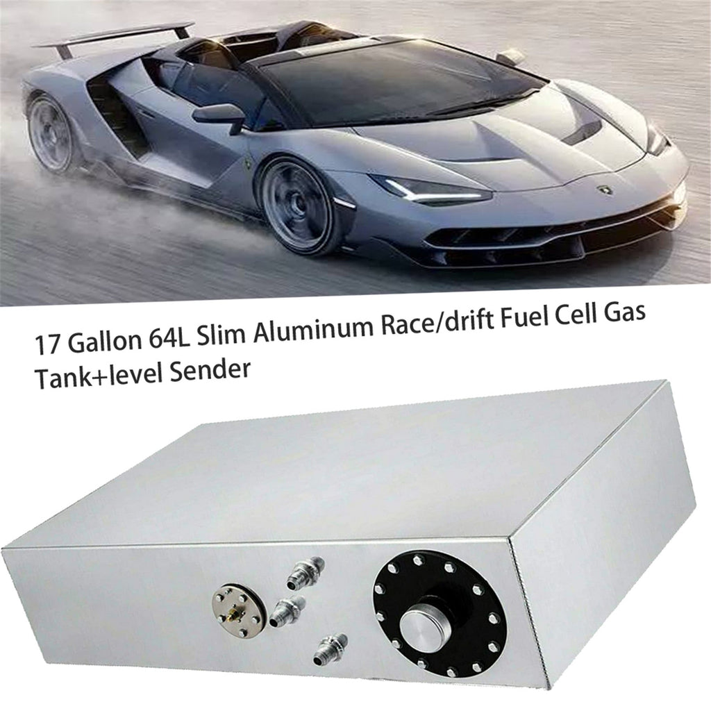 17 GALLON 64L SLIM ALUMINUM RACE/DRIFT FUEL CELL GAS TANK+LEVEL SENDER NEW Lab Work Auto