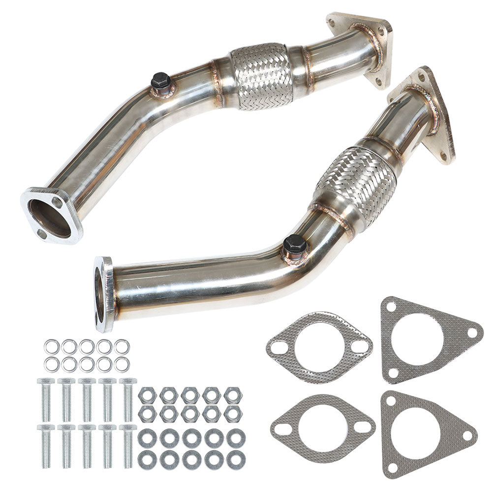 labwork 2.5" Dual Downpipes Mid Pipe Exhaust For 350Z 370Z G35 G37 3.5L 3.7L V6