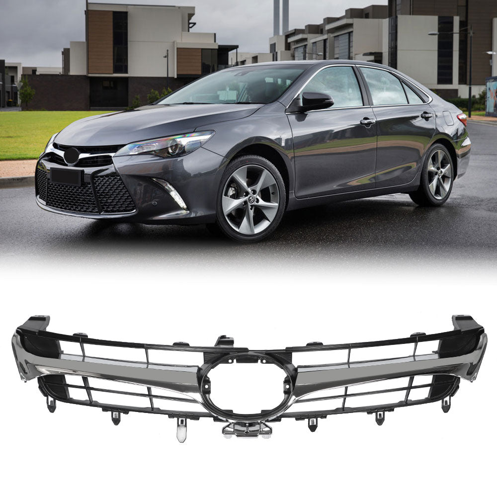 For 2015 2016 2017 Toyota Camry Hybrid LE SE Chrome Front Bumper Grille Grill
