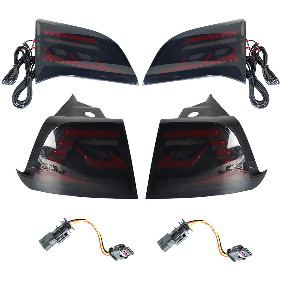 Labwork Rear Tail Lights For 2017-2022 Tesla Model 3 / Y LED Tinted Animation Dynamic DRL Taillights Driver & Passenger Side