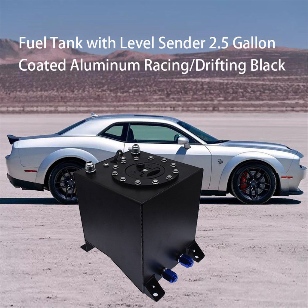2.5 GALLON DRIFTING FUEL CELL GAS TANK+LEVEL SENDER COATED ALUMINUM RACING BLACK Lab Work Auto
