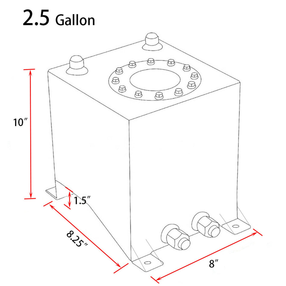 2.5 Gallon / 9.5L Fuel Cell Tank Aluminum Racing Drift W/ Level Sender Lab Work Auto