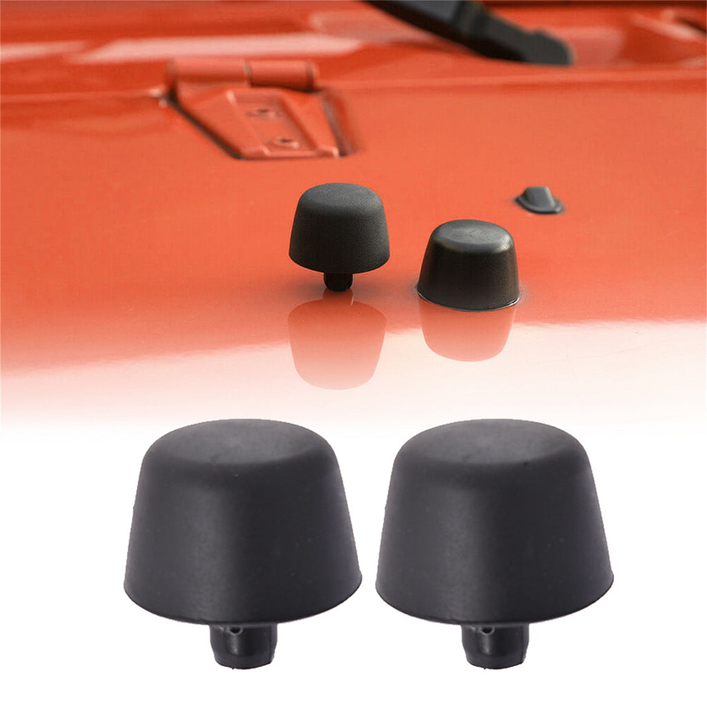 2 Black Rubber Bumper Cushion Hood Stoppers For 07-18 Jeep Wrangler Jk Body Lab Work Auto