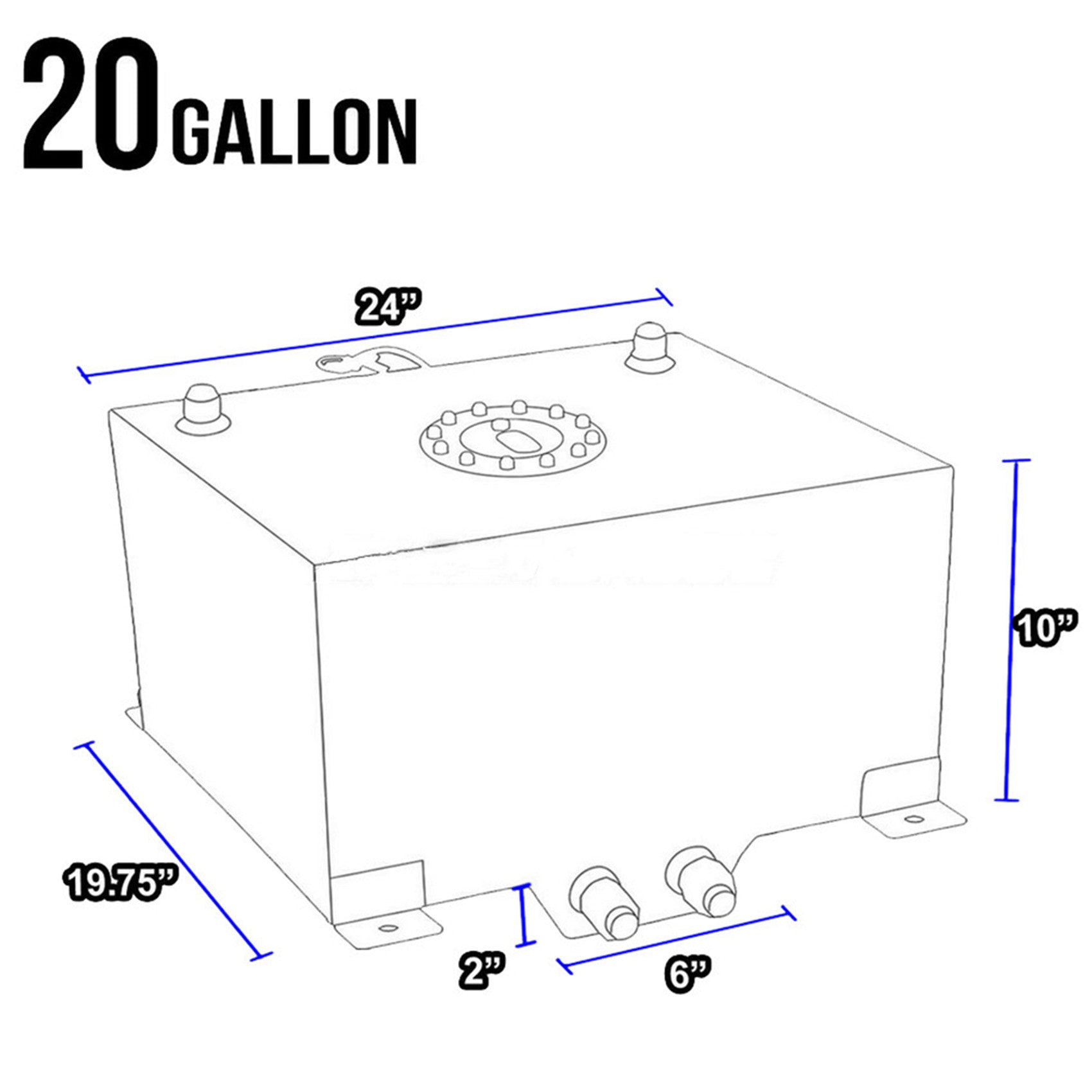 20 Gallon Aluminum Race Drift Fuel Cell cap Tank Level Sender Black Lab Work Auto