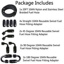 Load image into Gallery viewer, 20FT Braided Fuel Hose Line &amp; 10AN Swivel Hose End Fitting Kit Black Lab Work Auto
