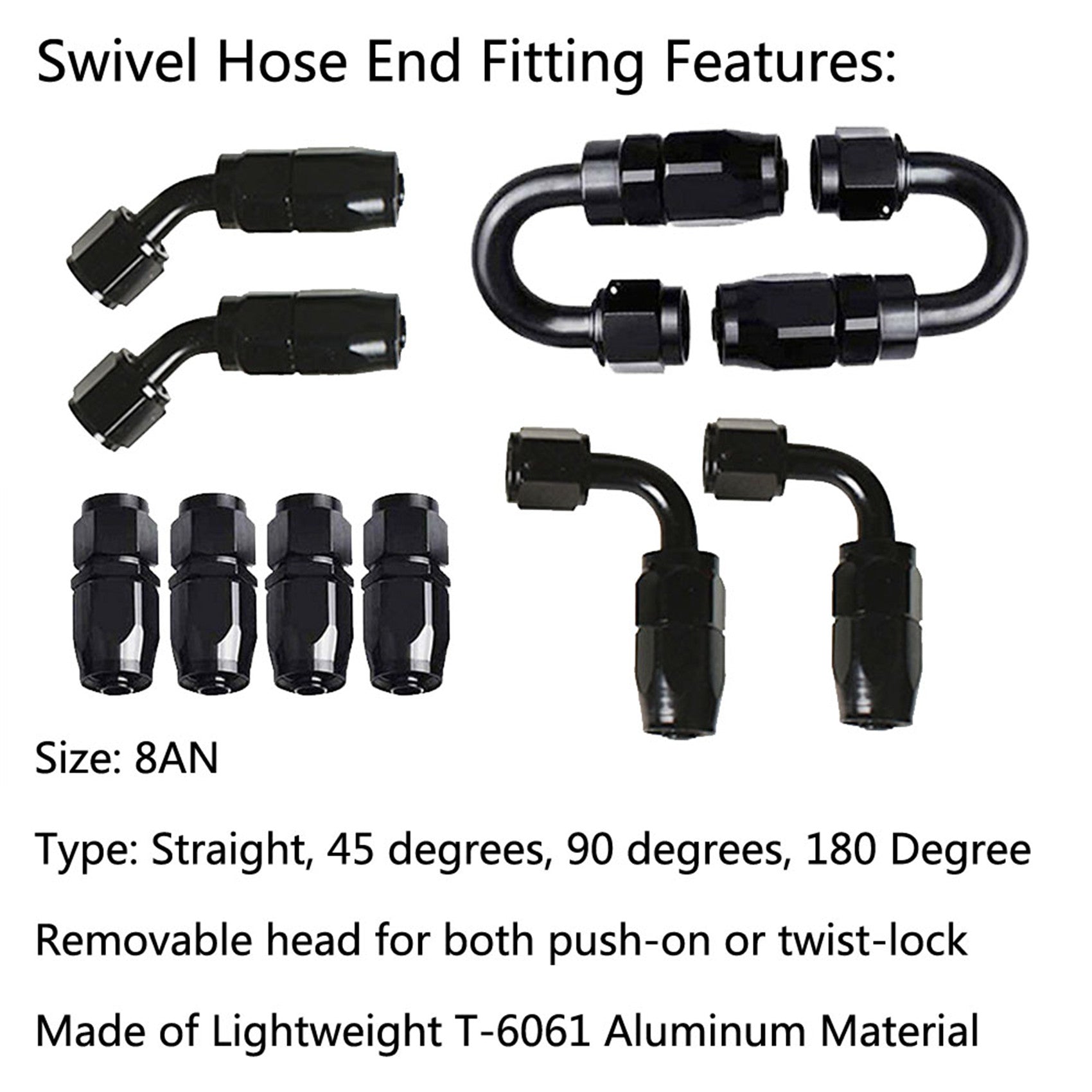 20FT Braided Fuel Hose Line & 8AN Swivel Hose End Fitting Kit Black Lab Work Auto