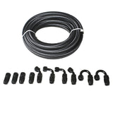 20FT Braided Fuel Hose Line & 8AN Swivel Hose End Fitting Kit Black