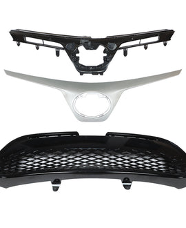 For 2017 2018 2019 Toyota Corolla SE XSE Front Bumper Upper+Lower Grille Black
