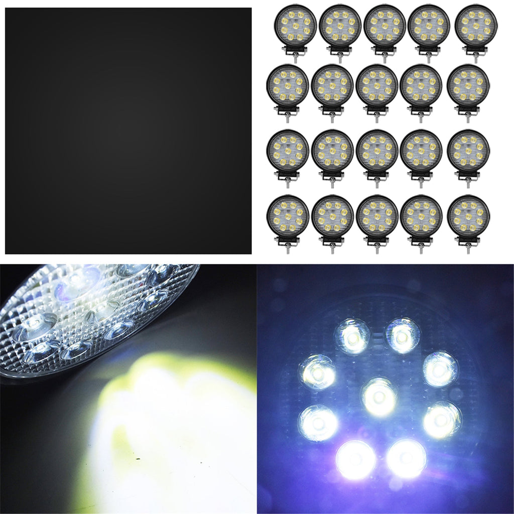 20x 540W 27W Round Flood LED Work Light Bar Offroad Driving Lamp SUV Boat Truck Lab Work Auto
