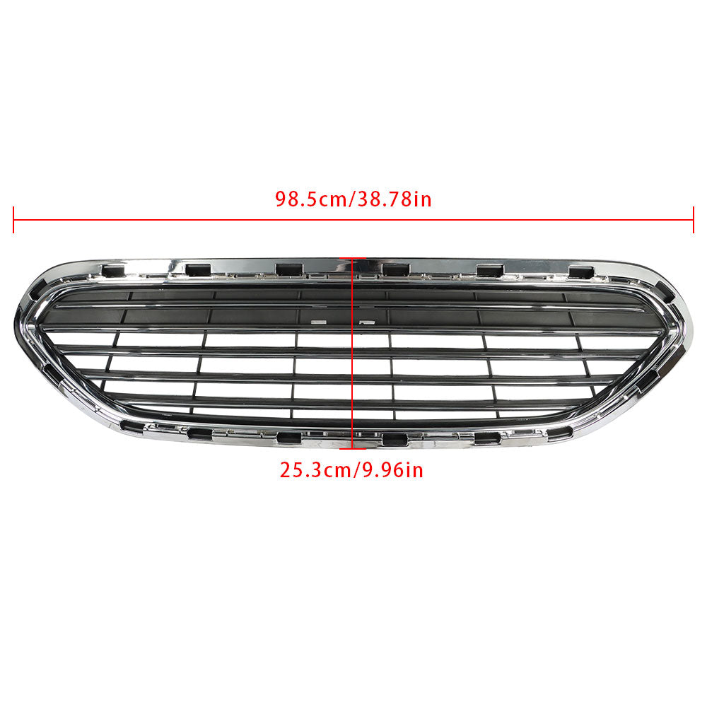 Front Bumper Upper Grille Black and Chrome Trim For 2014-2019 Ford Fiesta 4-Door