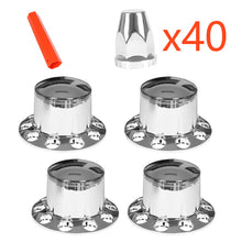 Load image into Gallery viewer, Chrome Semi Truck Rear Wheel Axle Hub Covers Hubcaps Kits 33mm Lug Nuts 4PCS