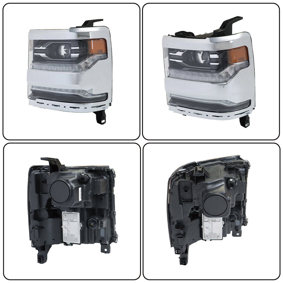 labwork Driver Side Headlight Assembly Chrome Housing Replacement for Silverado 1500 2016-2018 84357694