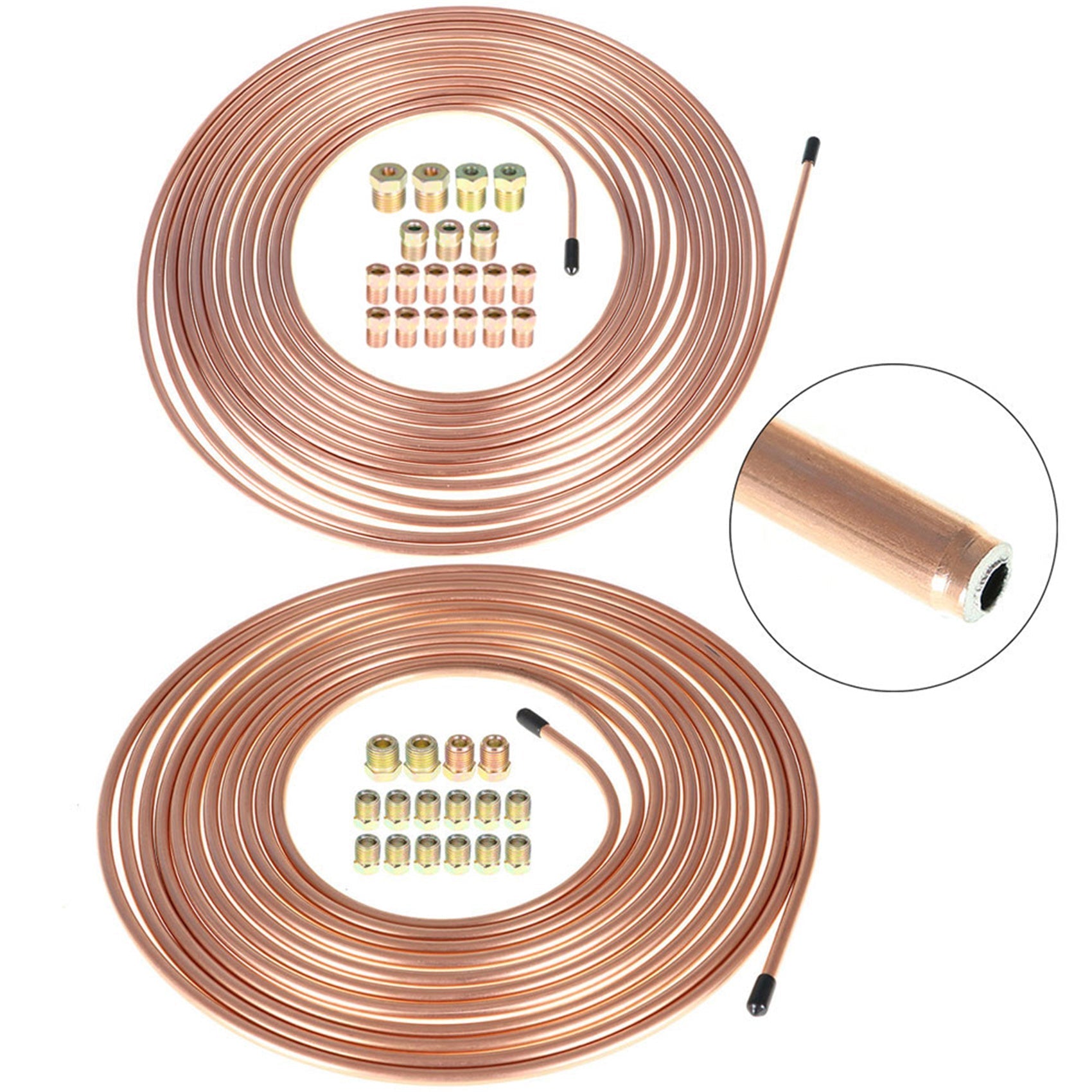 25 Ft. of 1/4 & 3/16 Copper coated Brake Line Tubing Kit With accessories Lab Work Auto