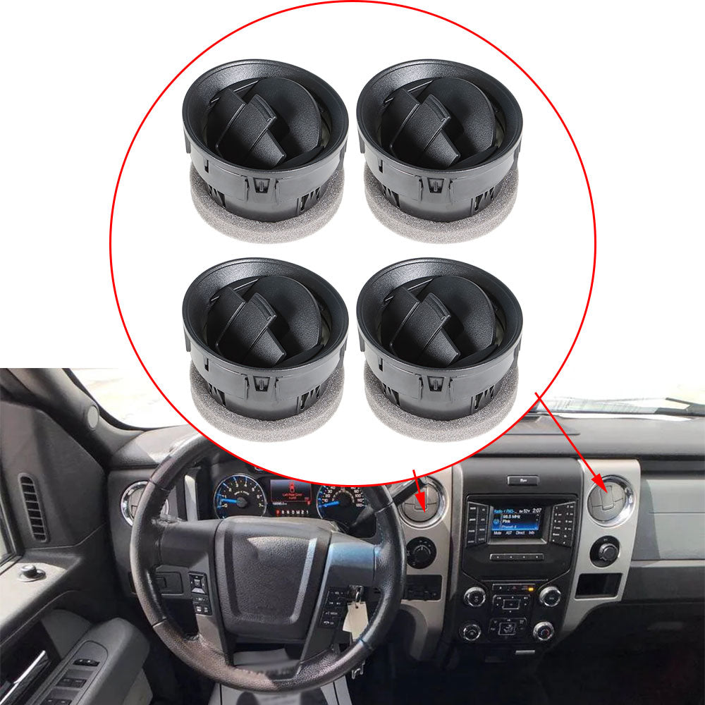 4 Dashboard Louvers AC Heater Air Vent Louvre Interior Black For Ford F150 09-14