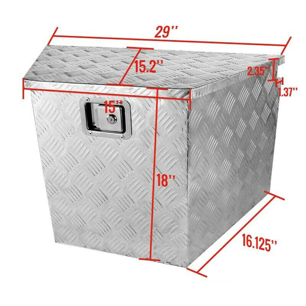 29 "X15"X18" Cuboid Silver Aluminum Trailer Tongue Tool Box for Trailer RV Truck Lab Work Auto 