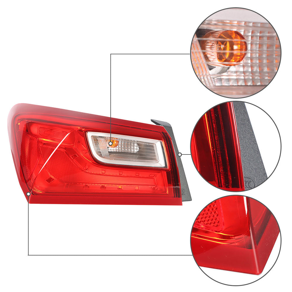 Labwork Outer Tail Lights For 2016-2021 Chevy Malibu Rear Brake Lamps Left+Right