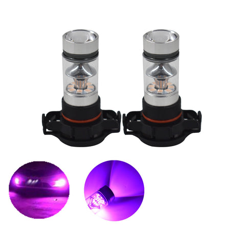 2Pcs 5202 PS24WFF 14000K Purple 100W For  LED Headlight Bulbs Kit Fog Ligh Lab Work Auto