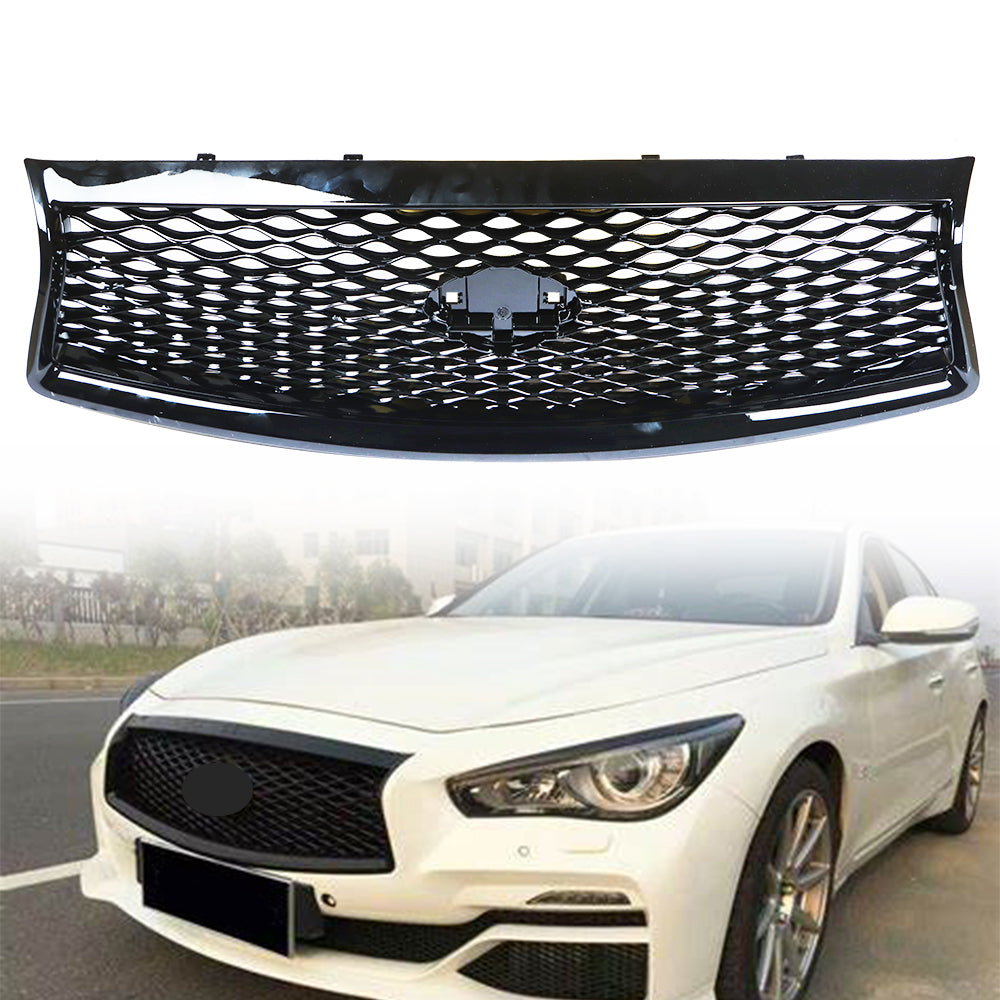 Front Mesh Grille Glossy Black For 2014/2015/2016/2017 Infiniti Q50 623104HB1B
