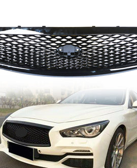 Front Mesh Grille Glossy Black For 2014-2017 Infiniti Q50 623104HB1B