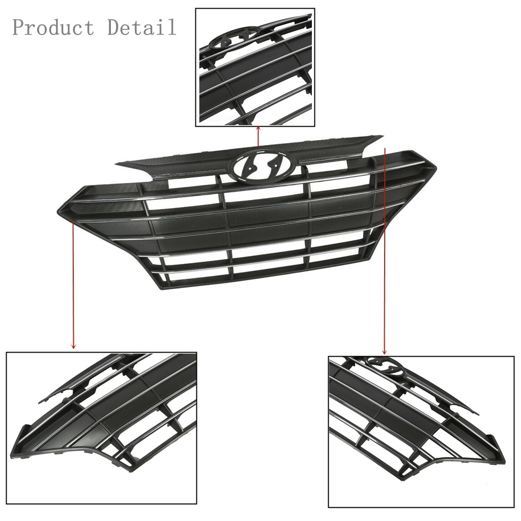 Labwork Front Grille Bumper For 2019 Hyundai Elantra Sedan Korea Black Plastic