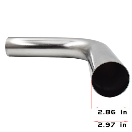 2pc 3" Inch 90 Degree T-304 Stainless Steel Exhaust Piping Tubing Tube Pipe 2 Feet Lab Work Auto