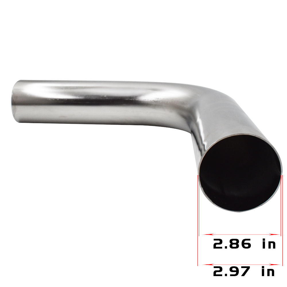 2pc 3" Inch 90 Degree T-304 Stainless Steel Exhaust Piping Tubing Tube Pipe 2 Feet Lab Work Auto