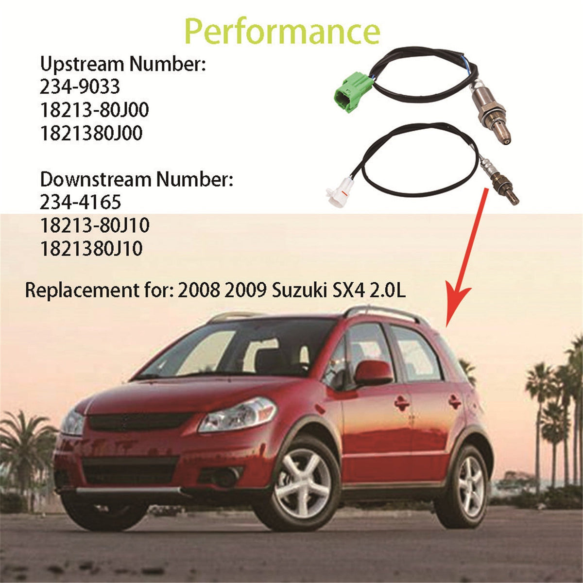2pcs Up+Downstream Oxygen Sensor 234-9033 234-4165 For 2007-2009 Suzuki SX4 2.0L Lab Work Auto