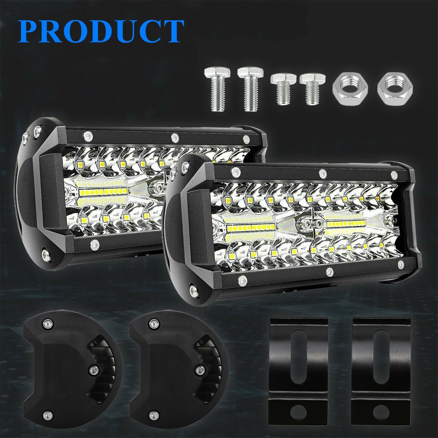 2x 7inch LED Work Light Bar Flood Spot Combo Fog Lamp Offroad Driving Truck 800W Lab Work Auto