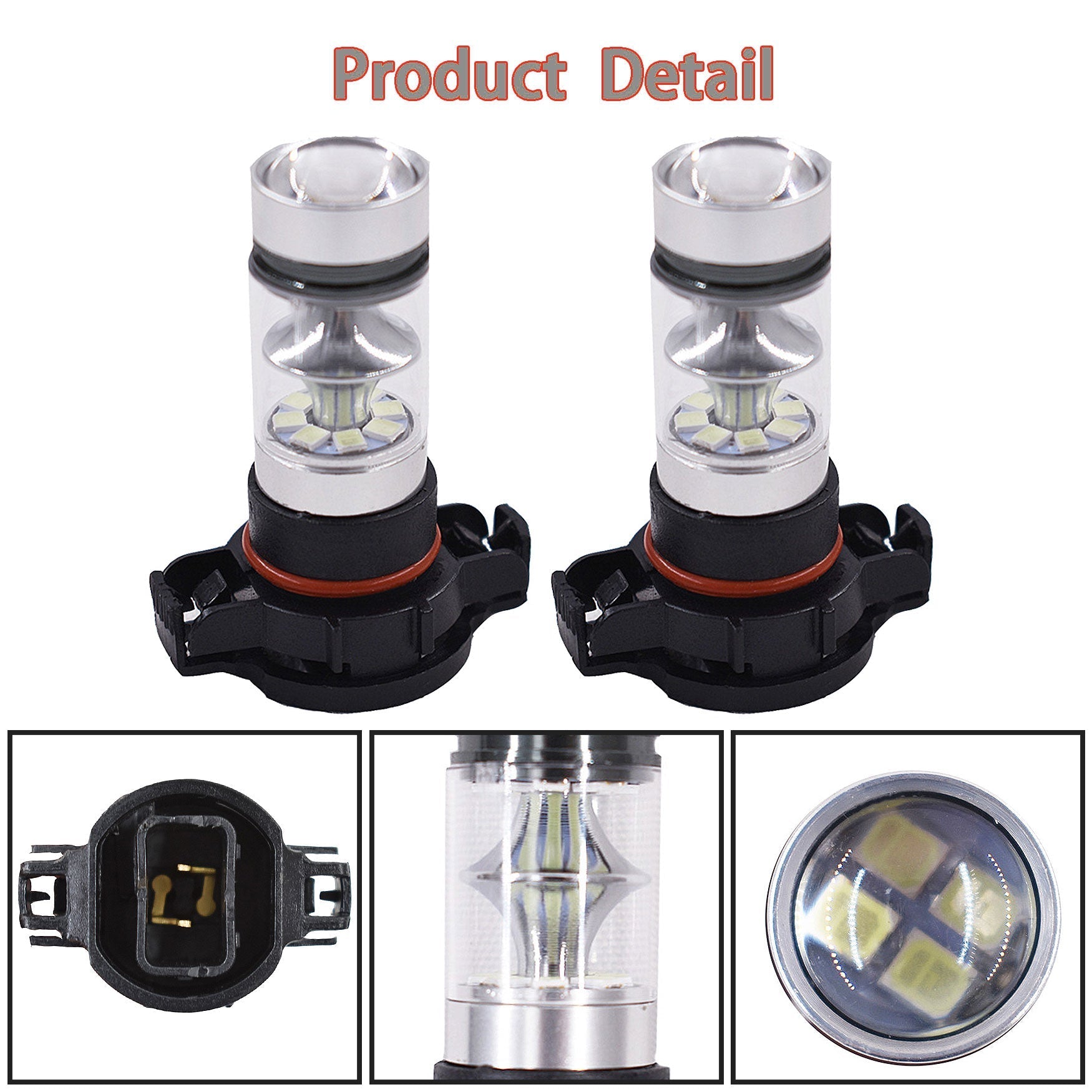 2x H16 5202 PS24WFF 8000K Ice Blue 100W  LED Fog Light Driving Bulb DRL NEW Lab Work Auto