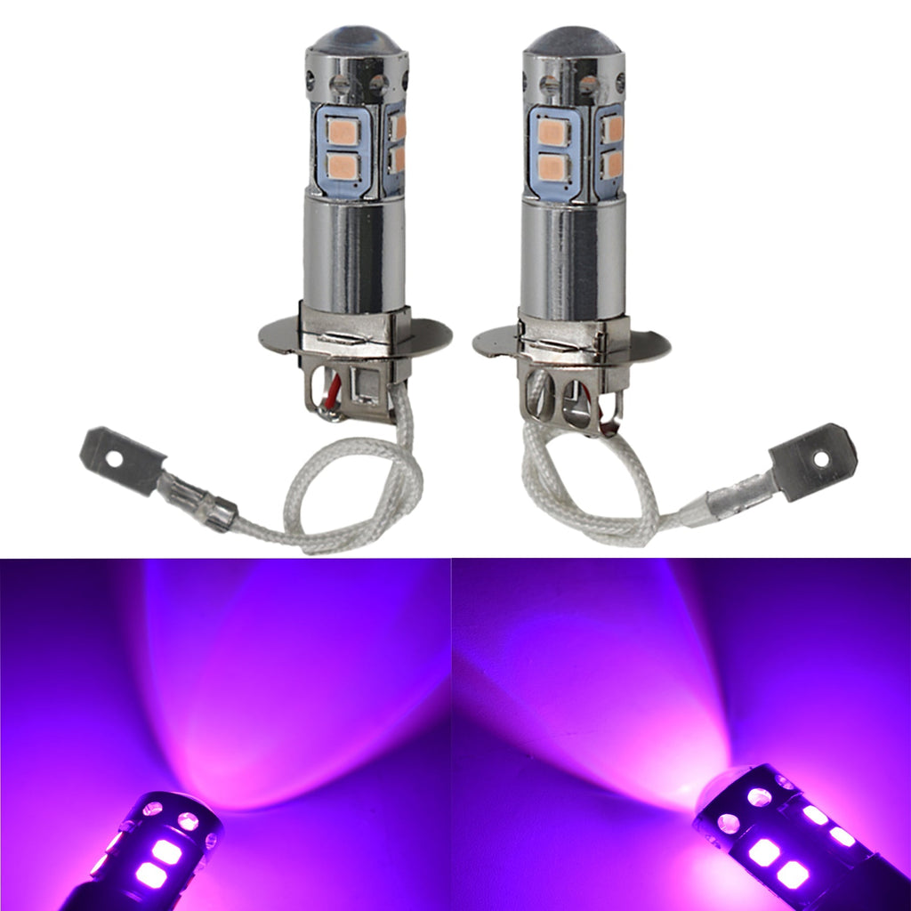 2x H3 14000K Purple LED Headlight Bulbs Kit Fog Driving Light DRL 100W Lab Work Auto